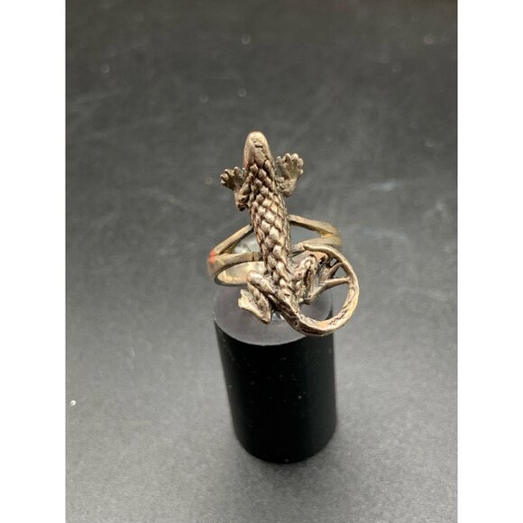 Iguana Ring Lizard Ring Sterling Silver Ring Size 7.5 Animal Figural Dimensional - Picture 2 of 6